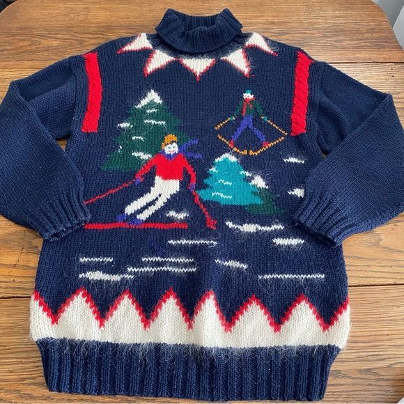 Studio Michelle Stuart Winter Christmas Ski Sweater Women’s Size M Mohair Blend - Picture 1 of 9